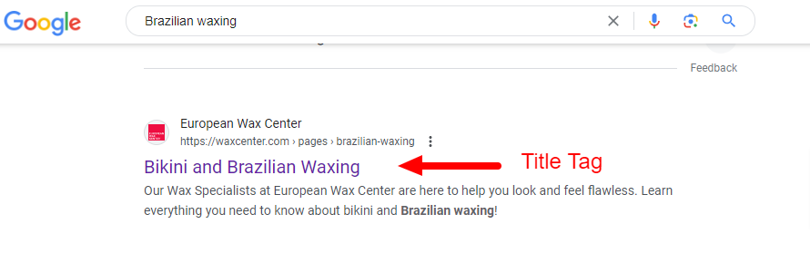 title tag in SERPs